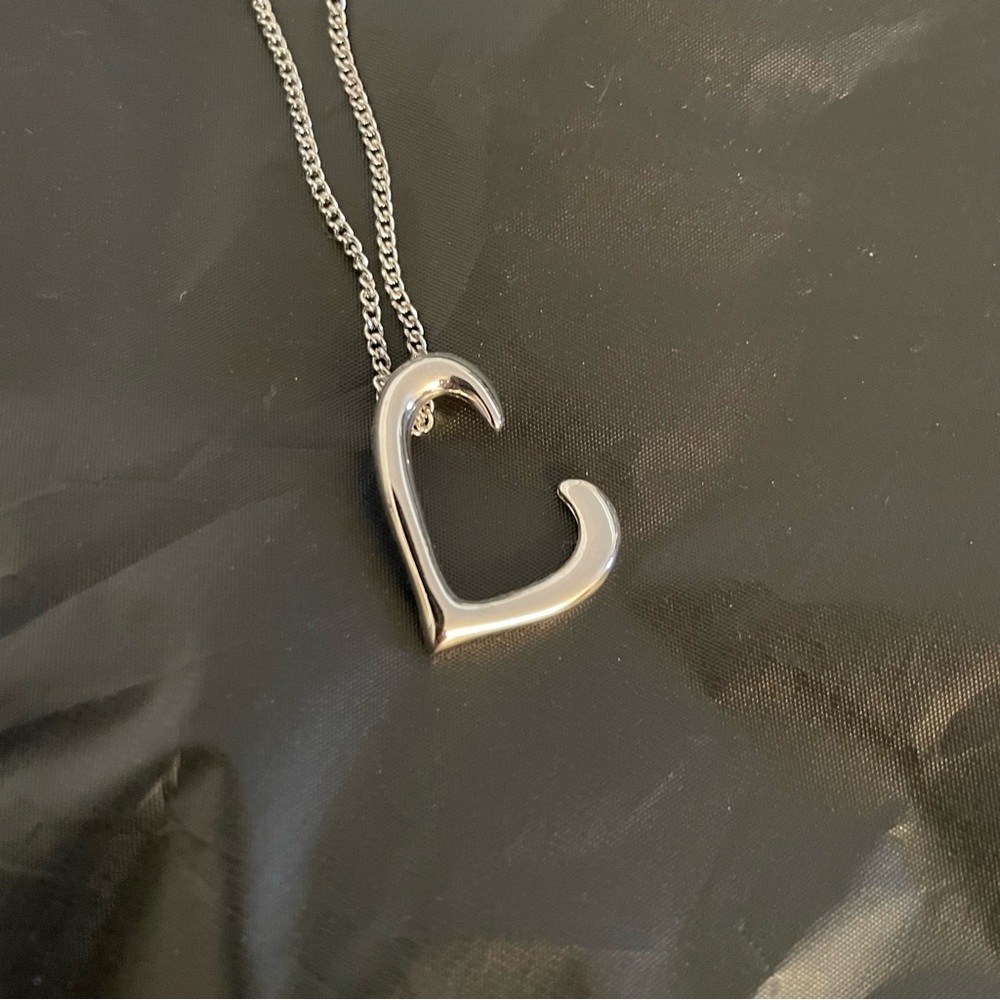 Chic Silver open Heart Necklace with 25” chain stocking stuffer